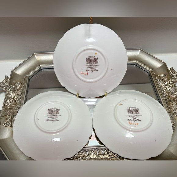 Royal Paragon “Tapestry Rose” H.M. The Queen H.M Queen Mary Three Saucers - Picture 3 of 6